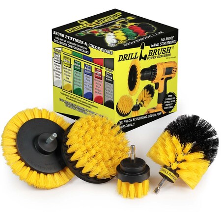 Drill Brush Power Scrubber By Useful Products 5 in W 5 in L Brush, Yellow Y-S-E42O-QC-DB